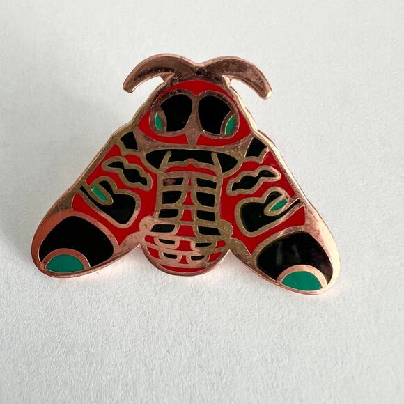 Rose Gold Tone Metal & Enamel Multicolor Moth Pin - Picture 5 of 5